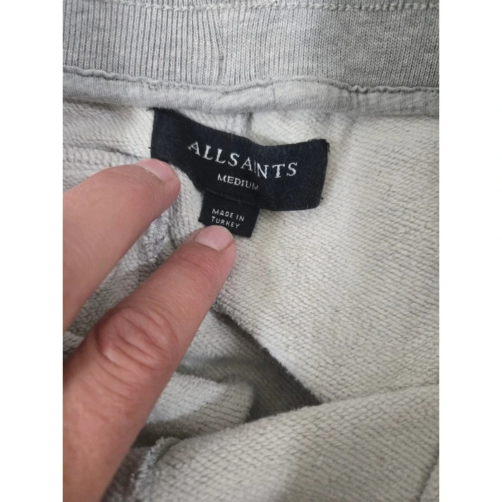 AllSaints Grey Slim Fit Drawstring Cotton Jogger Sweatpants Medium